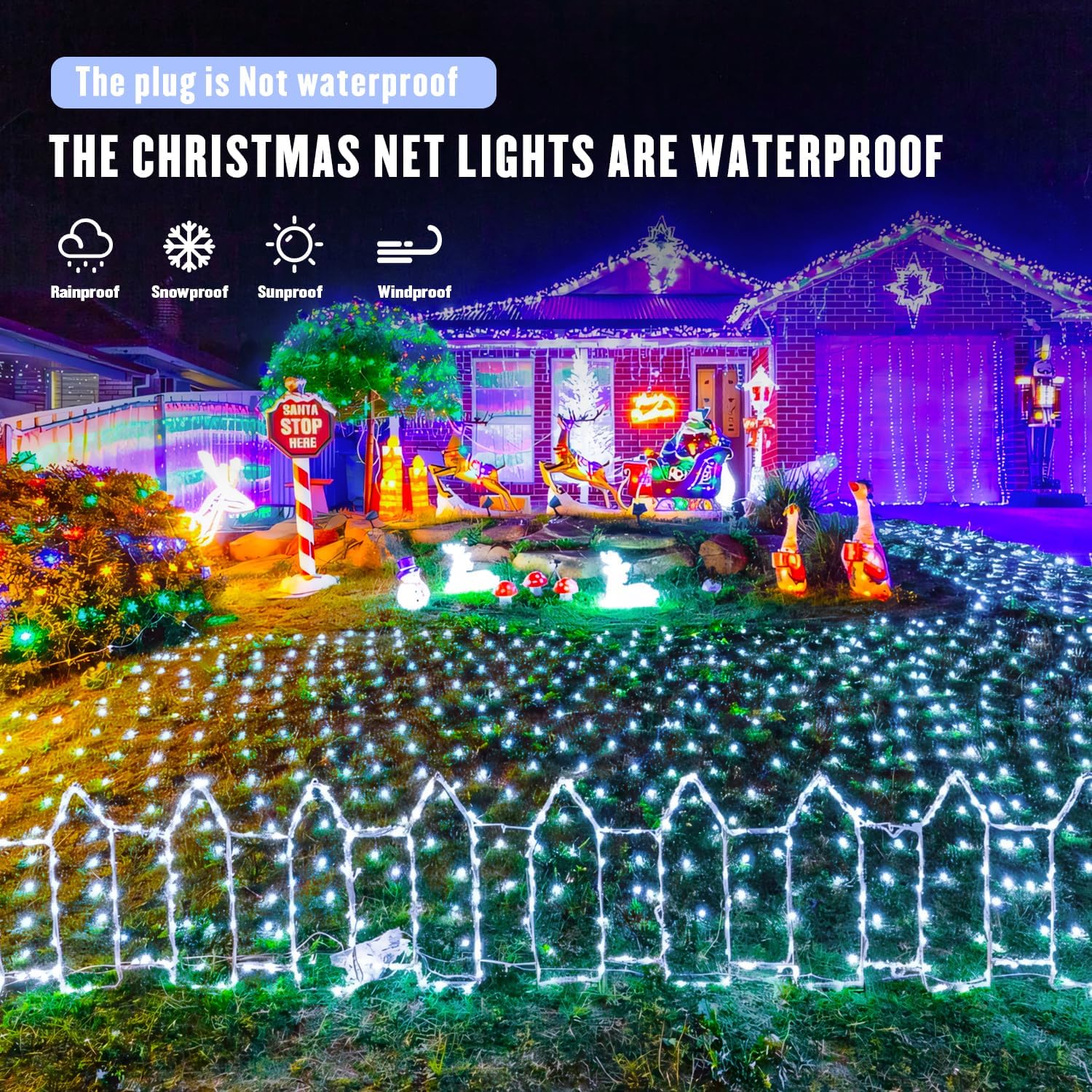 JMEXSUSS Expandable Net Lights – 3-Set Connectable Outdoor String Lights for Large Yard Coverage