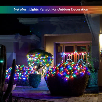 JMEXSUSS Solar Bush Net Lights – Decorative Home Aesthetic Lighting, 4 Brightness Dimmable Remote