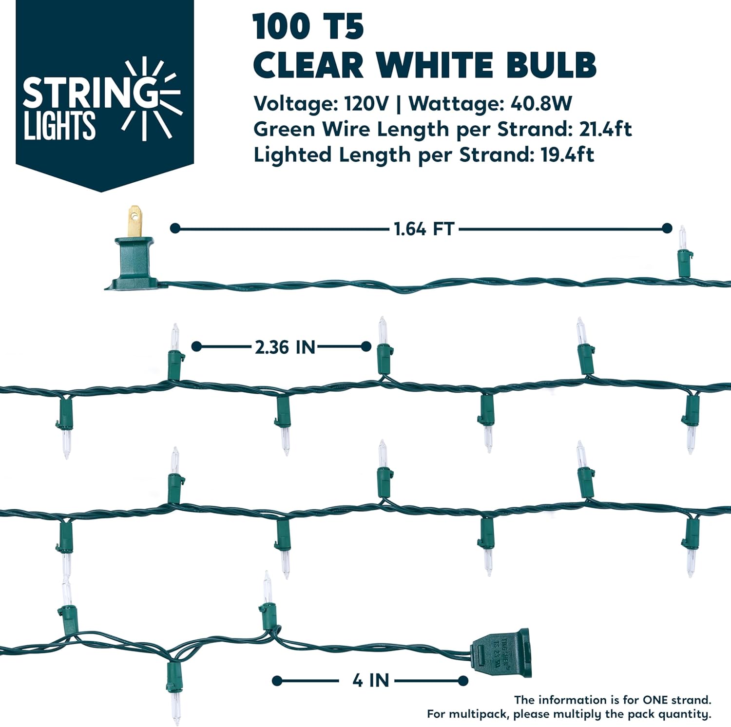 Joiedomi Patio String Lights – Linkable 300 Mini Bulbs Covering Up to 107 ft of Fence, Driveway, or Pergola with UL588 Safety Certification