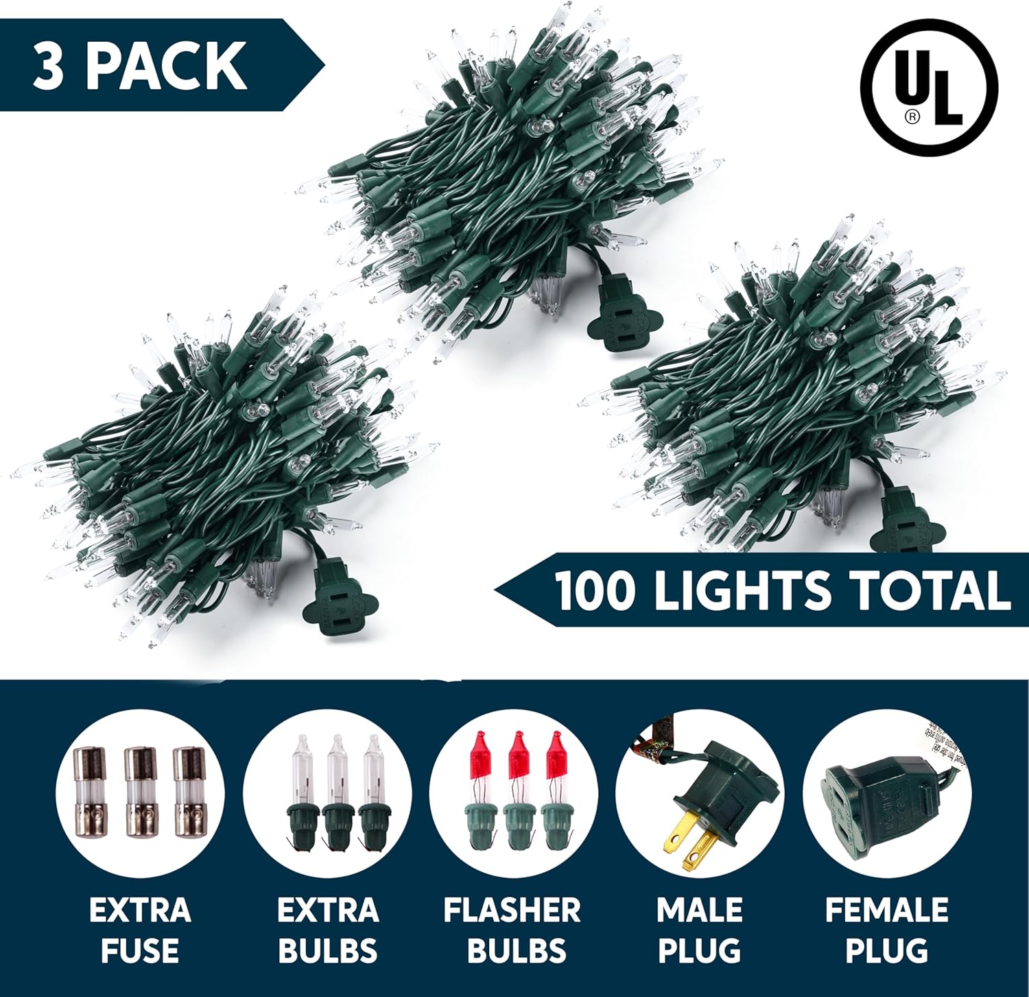 Joiedomi Patio String Lights – Linkable 300 Mini Bulbs Covering Up to 107 ft of Fence, Driveway, or Pergola with UL588 Safety Certification