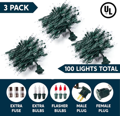 Joiedomi Patio String Lights – Linkable 300 Mini Bulbs Covering Up to 107 ft of Fence, Driveway, or Pergola with UL588 Safety Certification