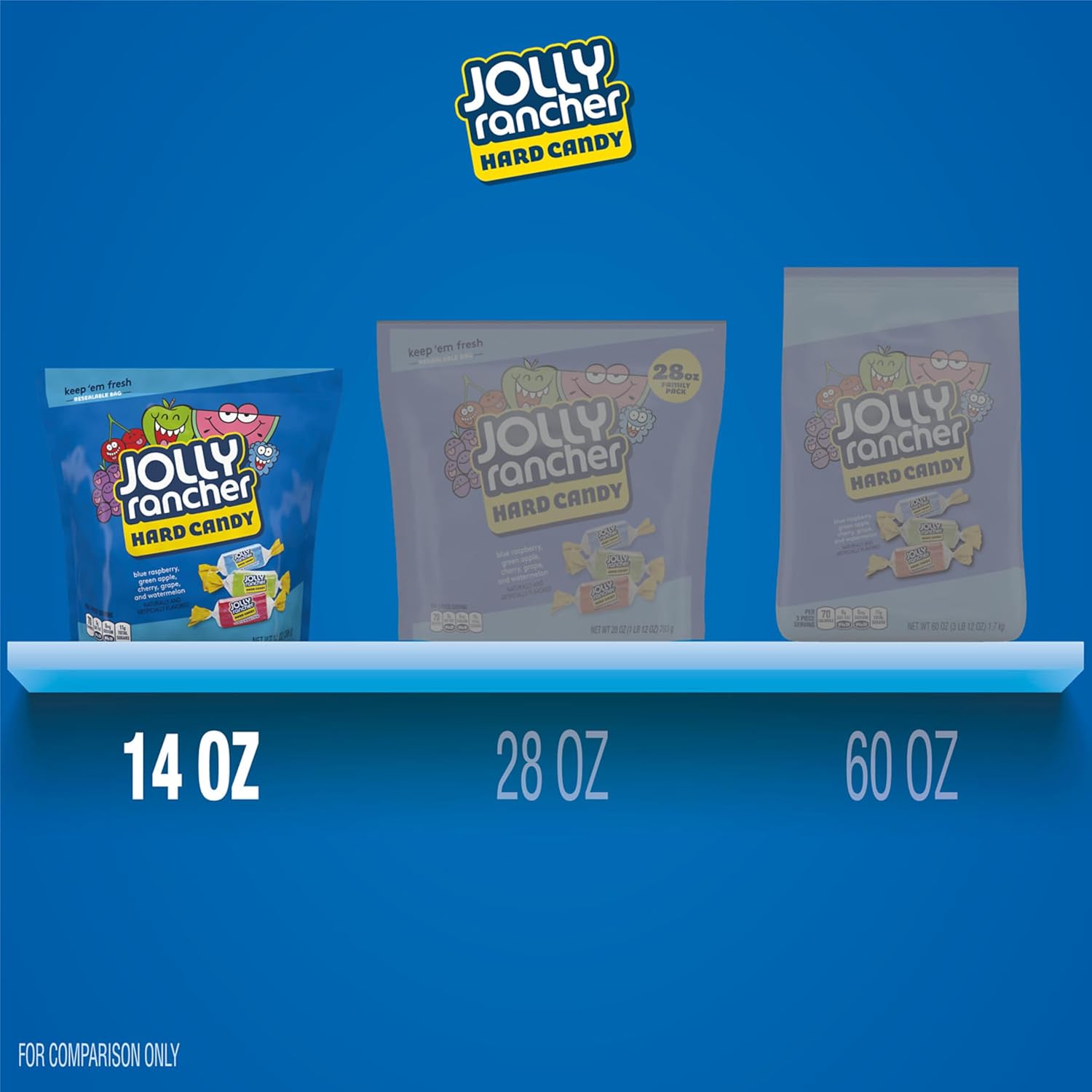 JOLLY RANCHER Five-Flavor Hard Candy Pack, Slow-Dissolve Desk Candy for Workday Snacking, 14 oz