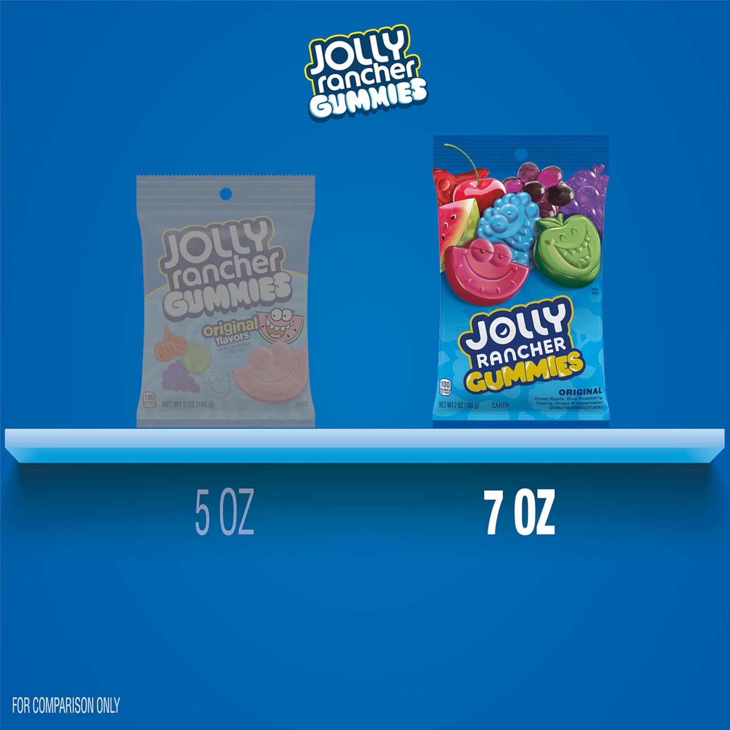 JOLLY RANCHER Gummies Assorted Fruit Flavored Candy Bag – Resealable Hiking Snack for Trail Packs, Day Trips, and Beach Tote Treats