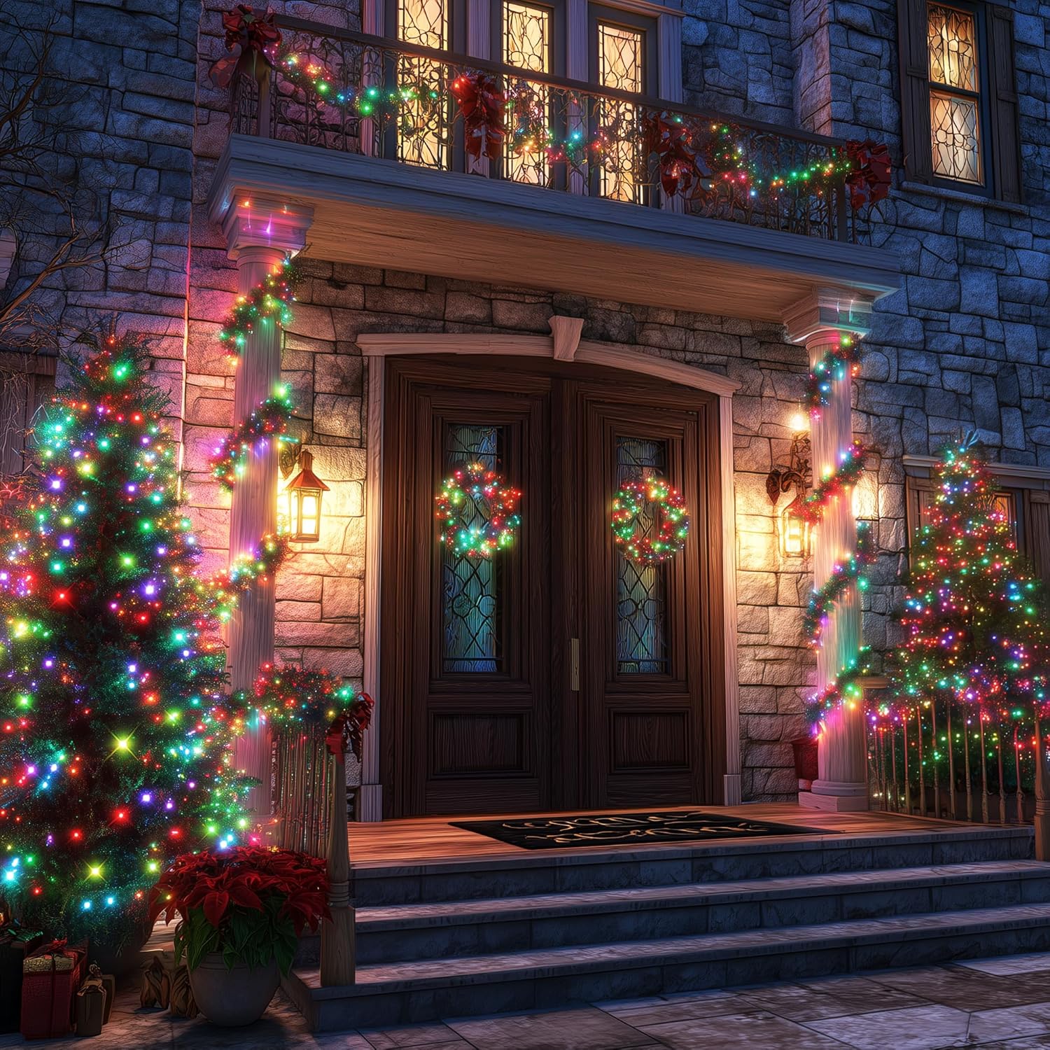 Joomer 66FT 200 LED RGB Lights IP44 Waterproof 12 Dynamic Modes for Front Yard Tree Wrapping Patio Party Ambiance