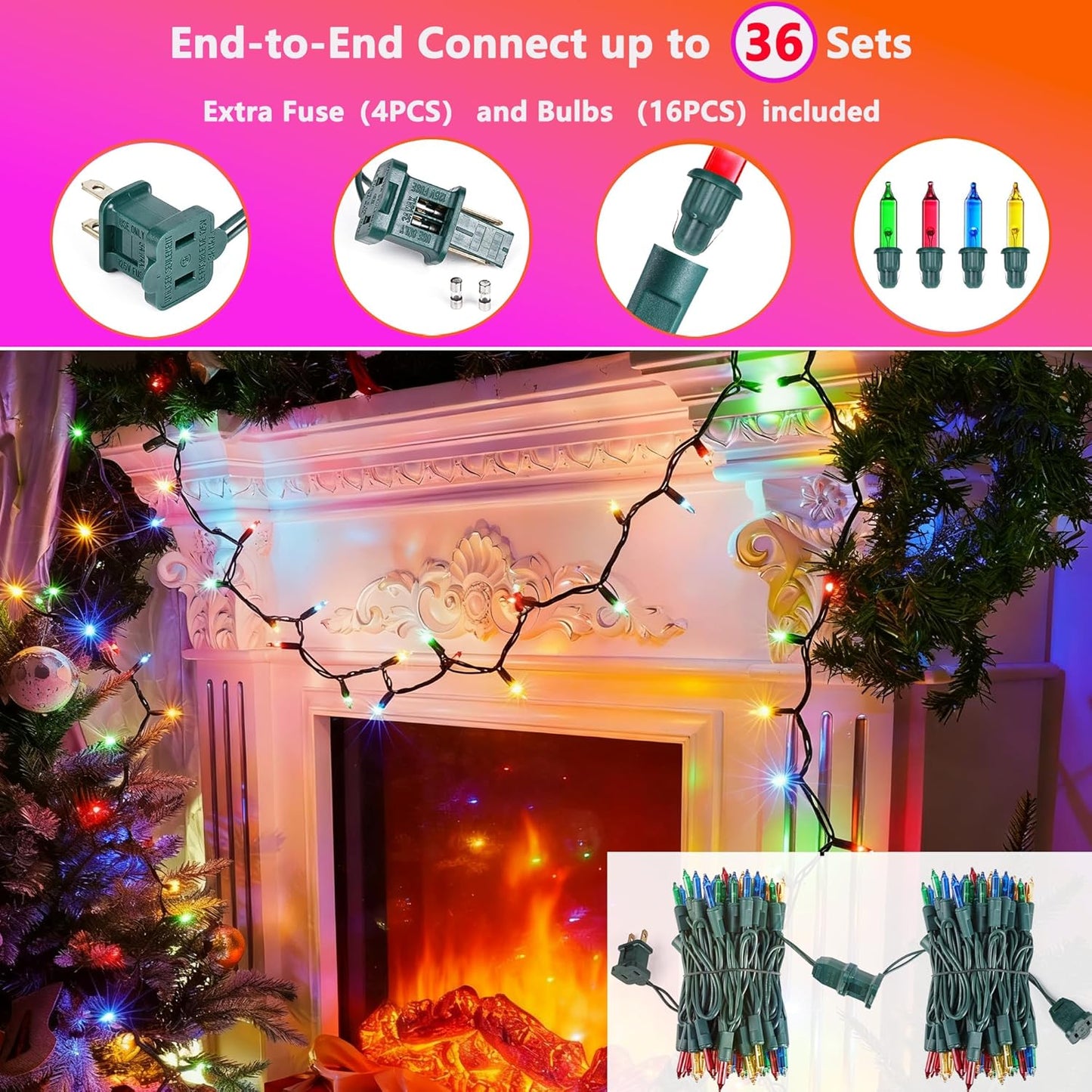 Joomer LED Christmas Lights – Front Porch Railing and Driveway Walkway Lights, Durable Outdoor Holiday Lighting