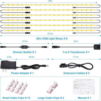 JUSJUBR Flexible Cabinet LED Lights, Valentine's Day Gift for Home Design Lovers, 6000K Shelf Illumination