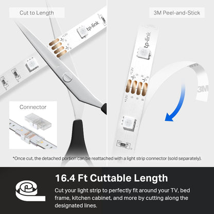 Kasa 50 Zone RGBIC LED Light Strip – Hallway and Living Room Ambient Lighting, Wi-Fi Smart Strip with Alexa and Google Home