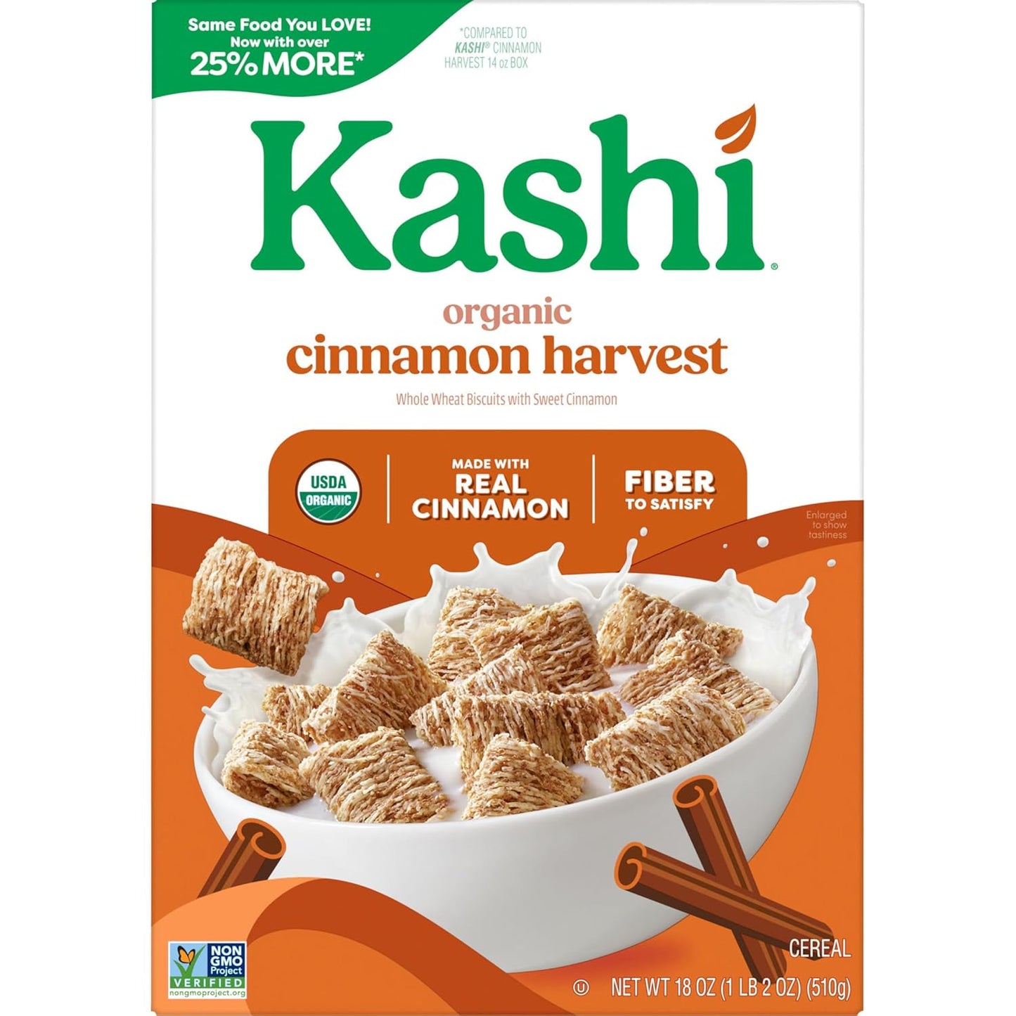 Kashi Cinnamon Harvest Cereal – Minimal Ingredient Whole Grain Cereal for Intentional Eating, 18oz