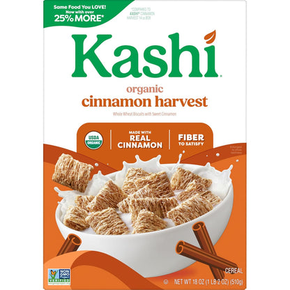 Kashi Cinnamon Harvest Cereal – Minimal Ingredient Whole Grain Cereal for Intentional Eating, 18oz