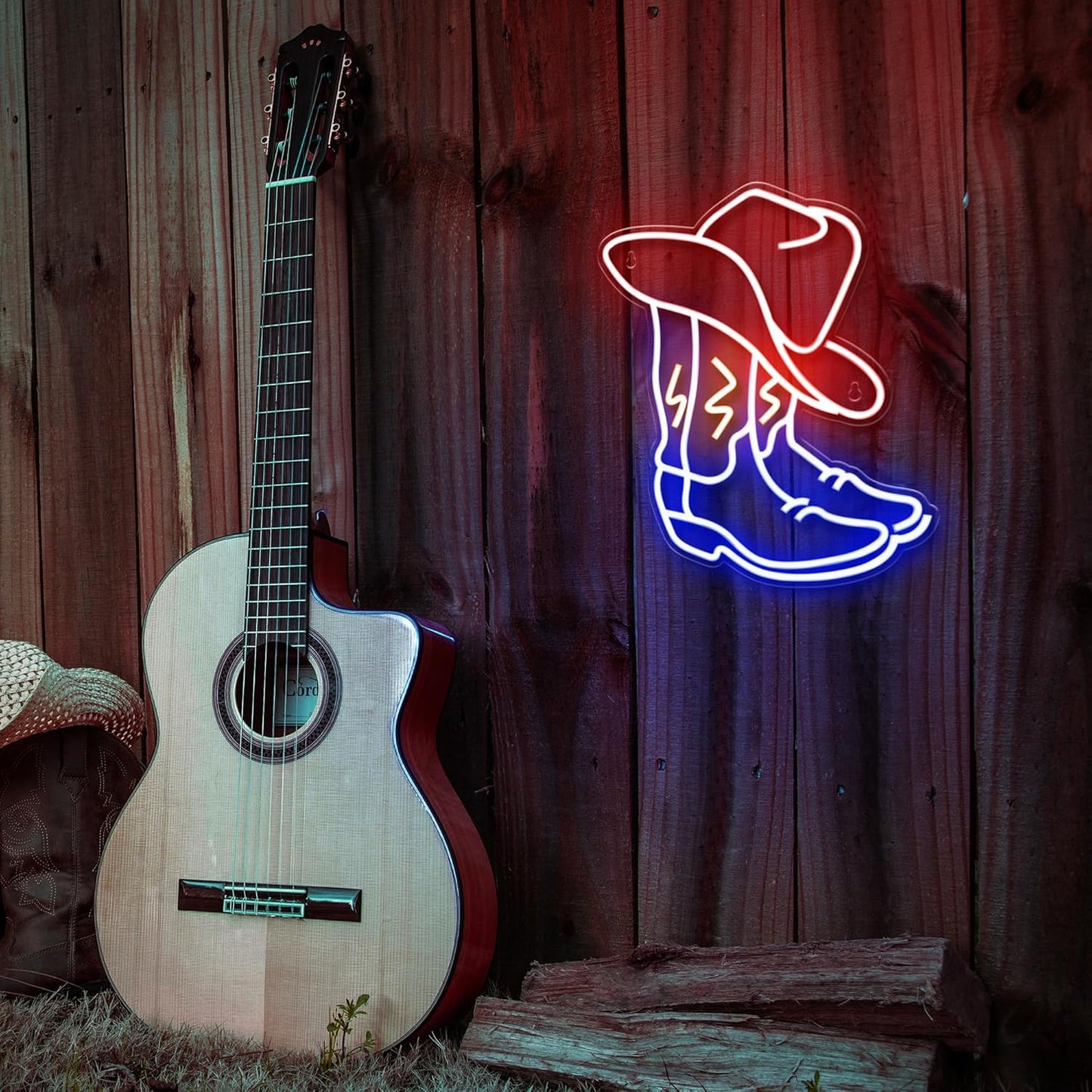 Kavaas Cowboy Boot Neon Sign – Worry-Free Western Nightlight for Baby's Room and Child's Bedroom, LED Neon Sign Cool to Touch