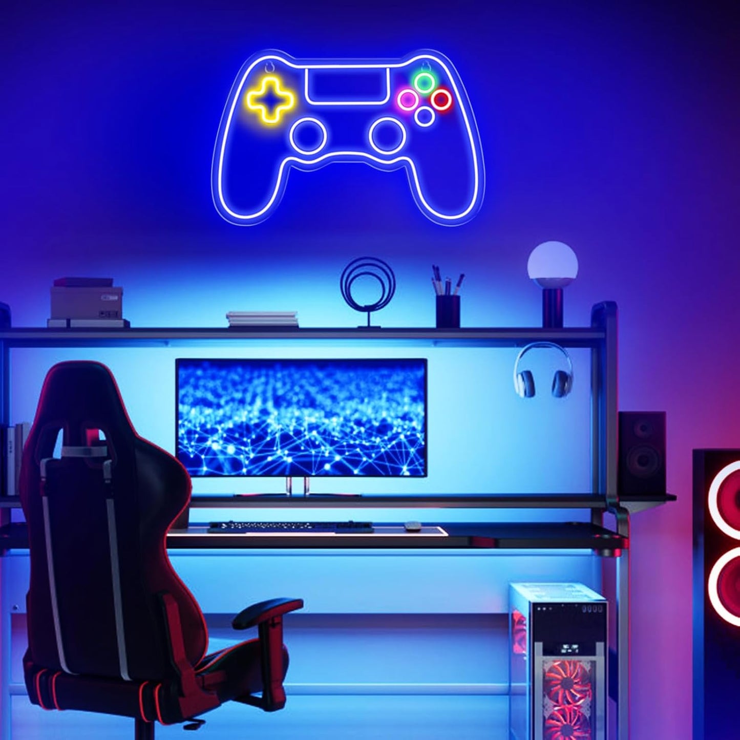 Kavaas Gamer Neon Sign – Child and Pet Safe Gamer Lighting for Gaming Setup, Energy Efficient Cool Running LED