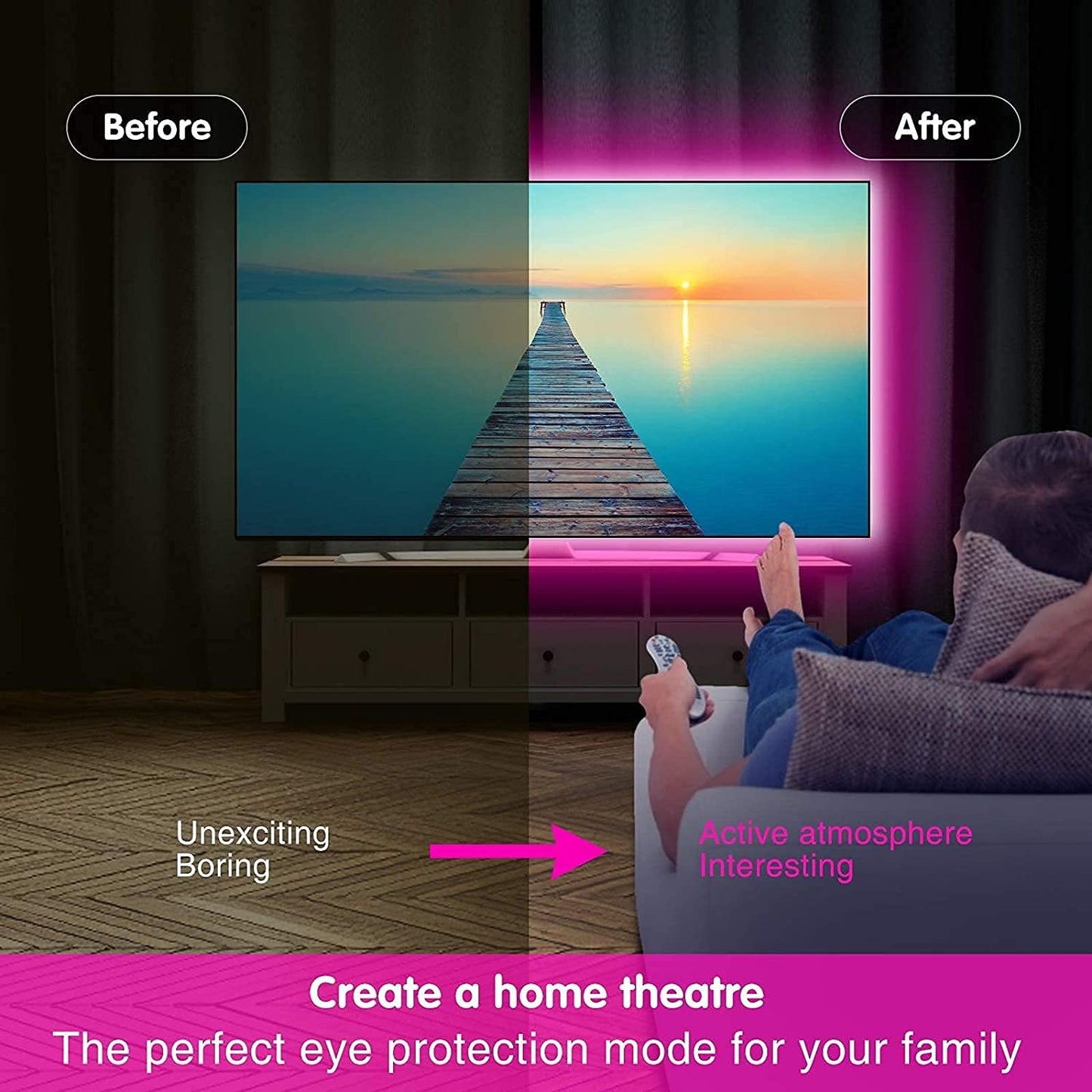 Keepsmile LED Lights for Kitchen and Bar Area – Music Reactive Color Changing Strip with Remote and Bluetooth App