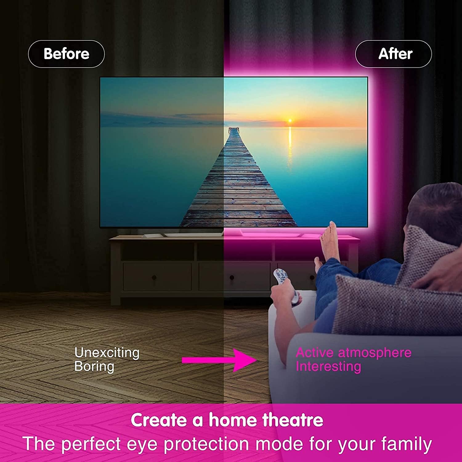 Keepsmile LED Lights for Kitchen and Bar Area – Music Reactive Color Changing Strip with Remote and Bluetooth App