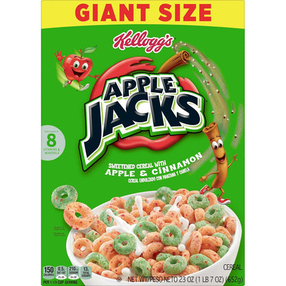 Kellogg's Apple Jacks Apple Cinnamon Cereal – Shareable American Pantry Gift for Loved Ones Overseas, 23oz