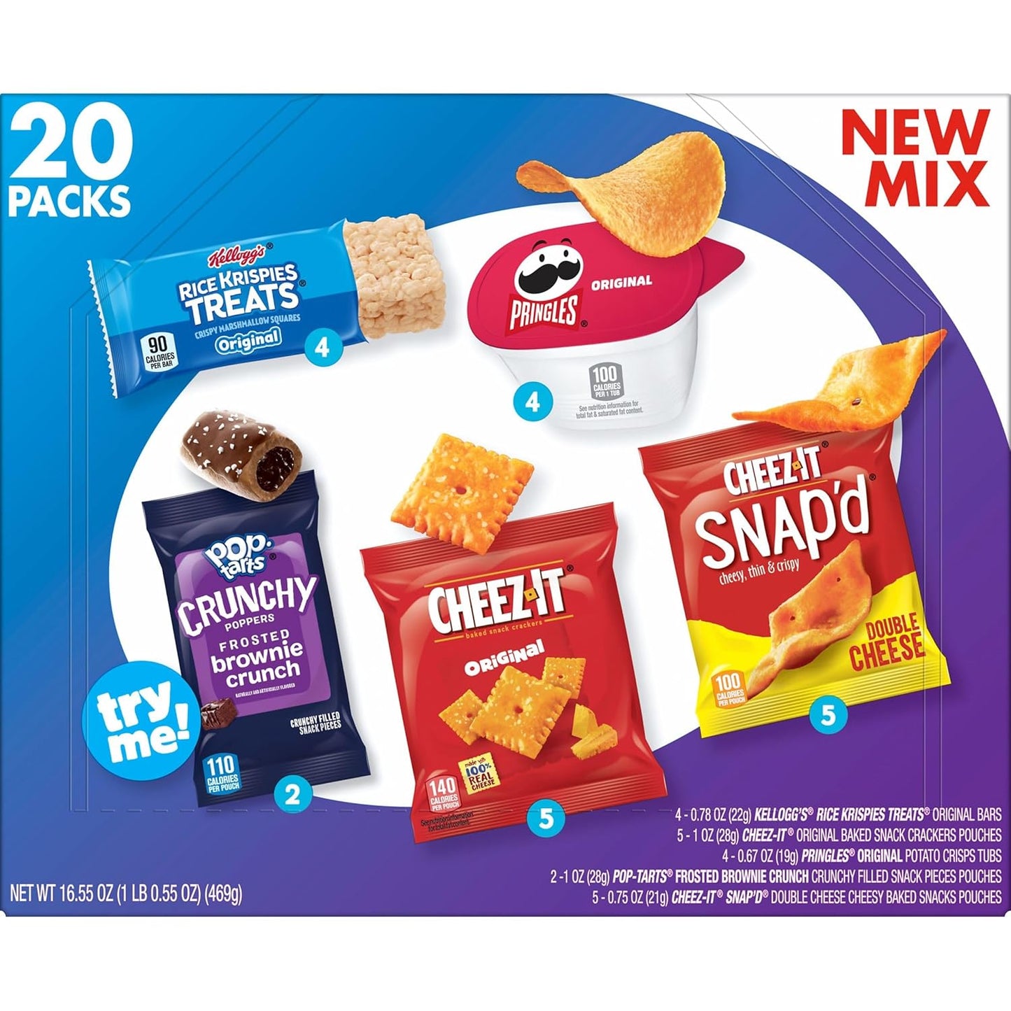 Kellogg's Cheez-It, Pringles, Pop-Tarts and Rice Krispies Treats Box – Portable Snacks for Hiking, Beach Days and Park Outings