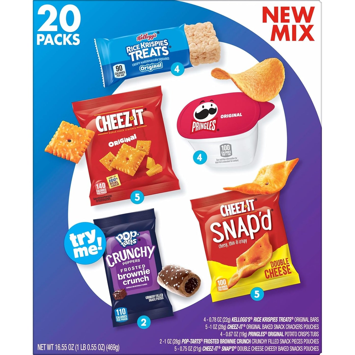 Kellogg's Cheez-It, Pringles, Pop-Tarts and Rice Krispies Treats Box – Portable Snacks for Hiking, Beach Days and Park Outings