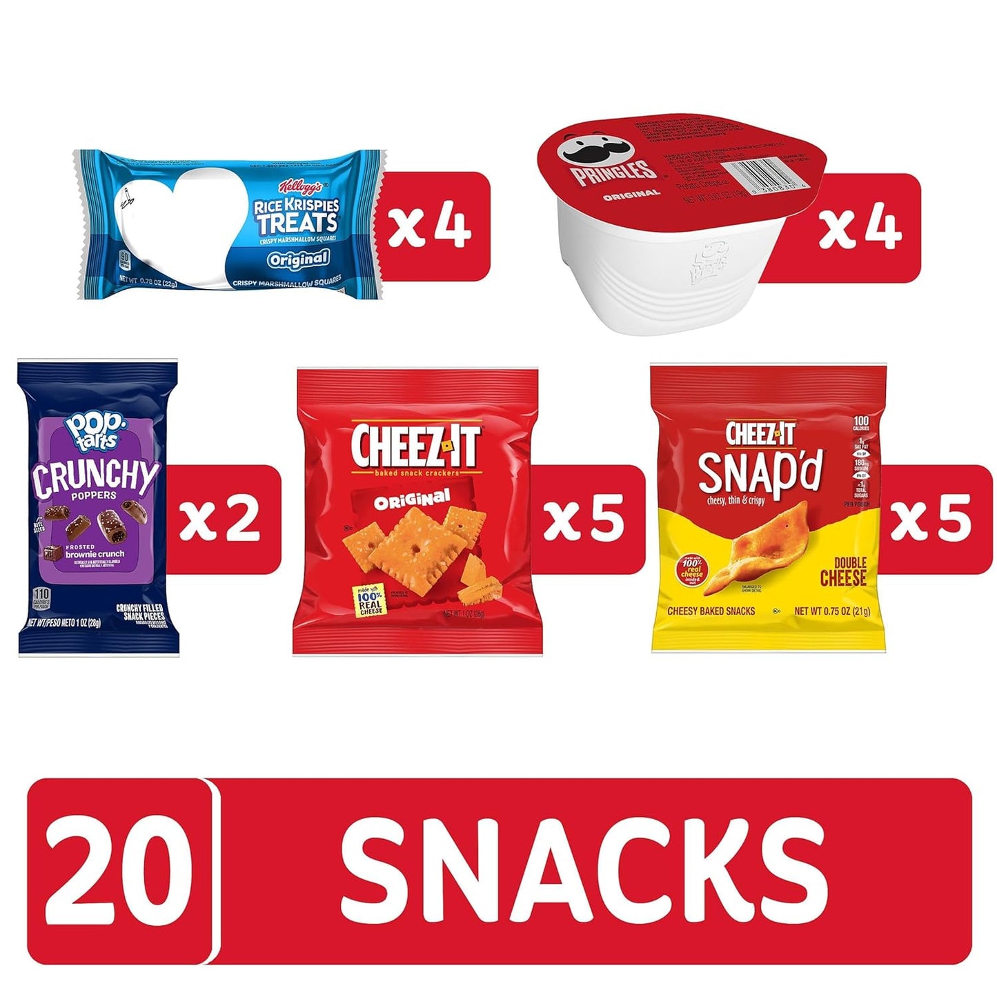 Kellogg's Cheez-It, Pringles, Pop-Tarts and Rice Krispies Treats Box – Portable Snacks for Hiking, Beach Days and Park Outings