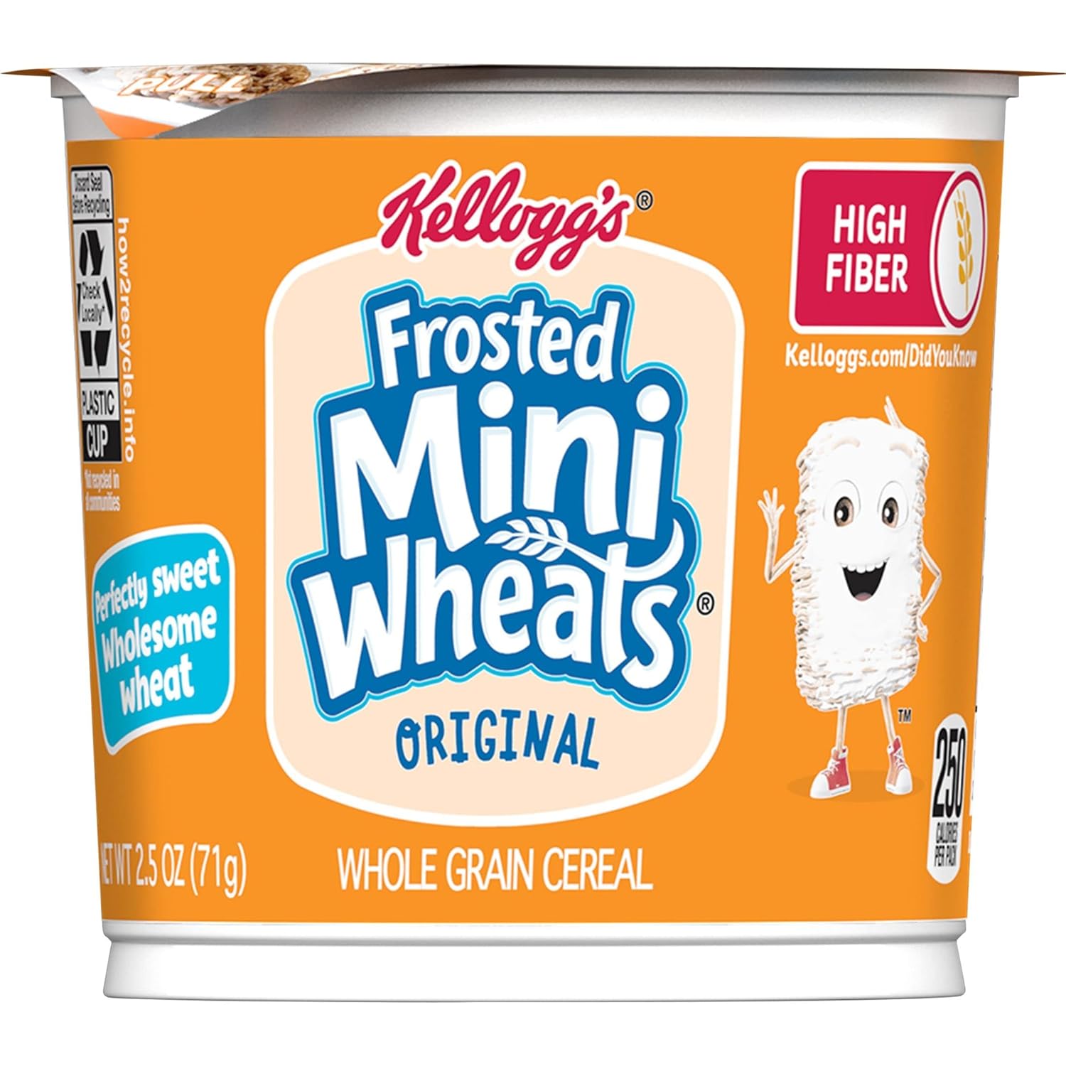 Kellogg's Frosted Mini-Wheats Travel Cups – Sealed Breakfast Option for Hiking and Car Rides, 30oz Total