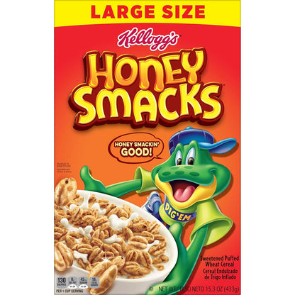 Kellogg's Honey Smacks Cereal – Holiday Hostess Gift and Housewarming Pantry Treat, 15.3oz