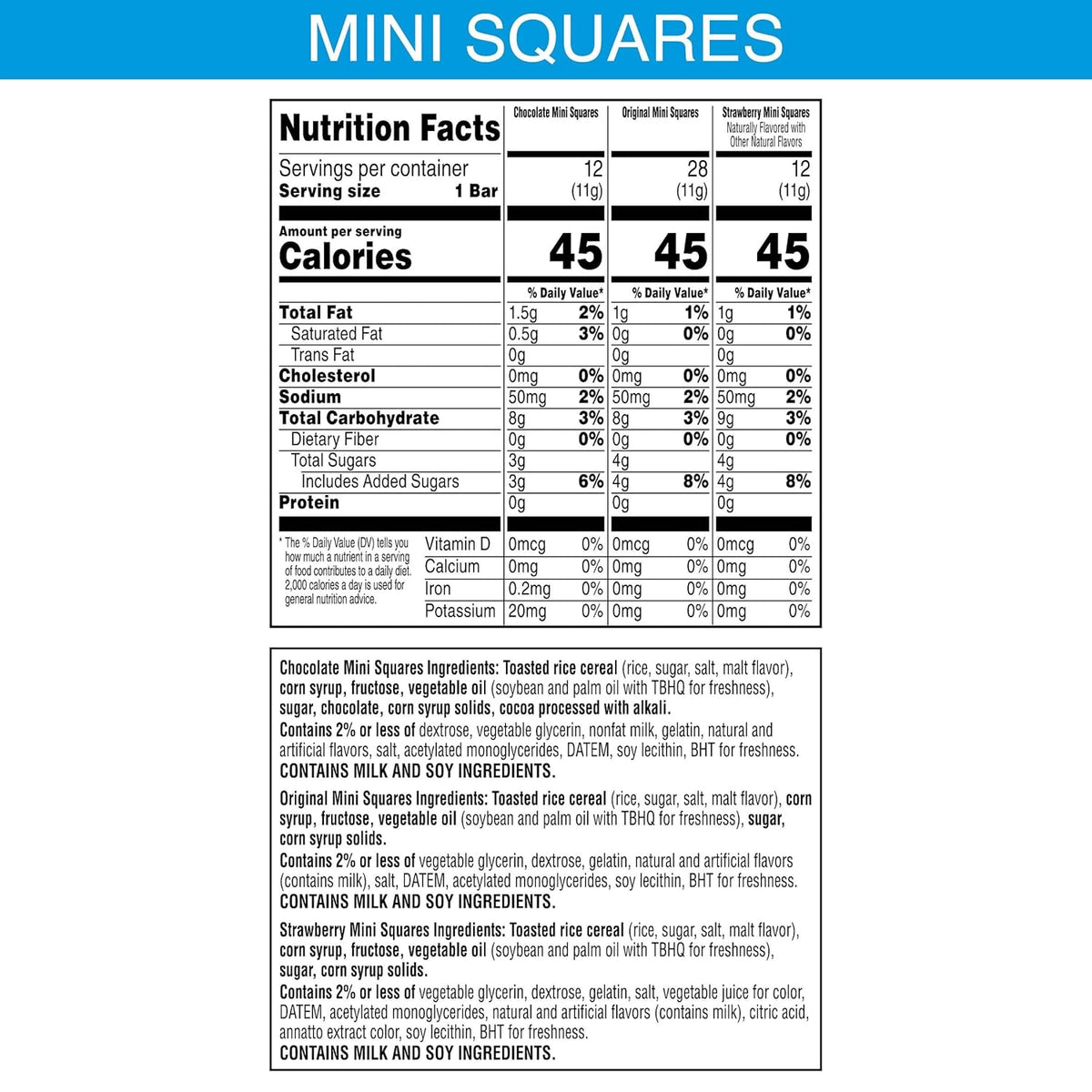 Kellogg's Mini Crispy Marshmallow Squares – Backpack and Tote Bag Snack for Outdoor Adventures, Bulk 52 Count Box