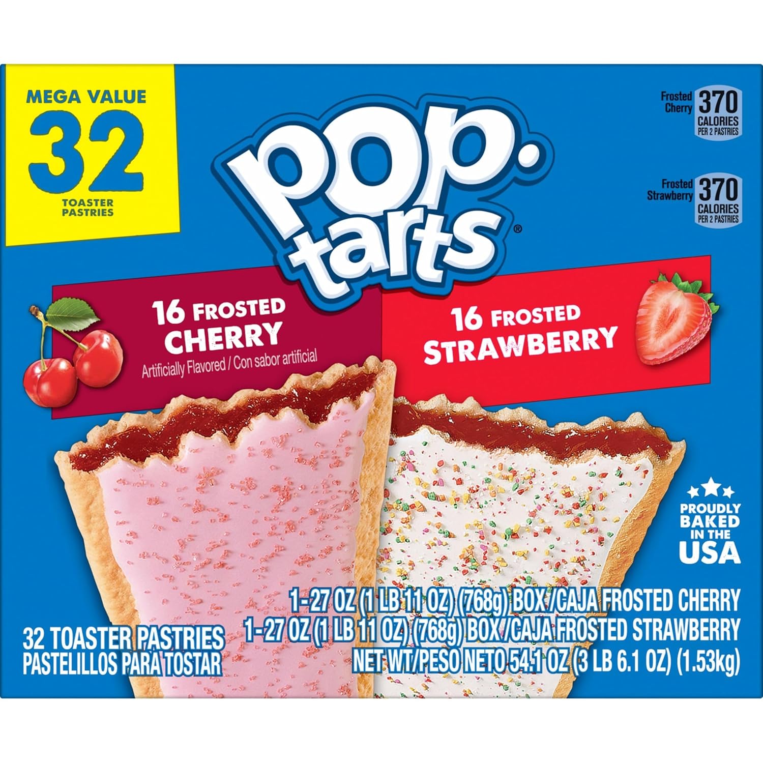 Kellogg's Pop-Tarts Individually Wrapped Pastries – Break Room Pantry Staple for High-Demand Workweeks, 32 Count