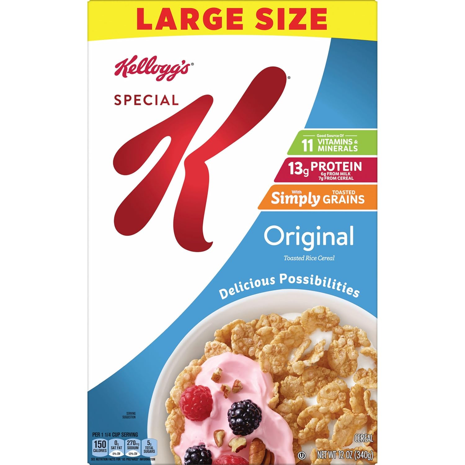 Kellogg's Special K Low-Fat Cereal – Intentional Morning Choice for Less-Is-More Kitchens, Ready-to-Eat with 11 Vitamins and Minerals