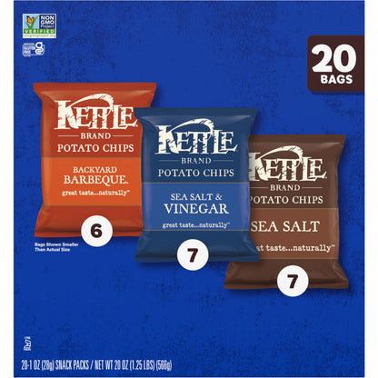 Kettle Brand Potato Chips Variety Pack – Cooler-Friendly Snack Bags for Tailgates, Camping, and Open-Air Gatherings