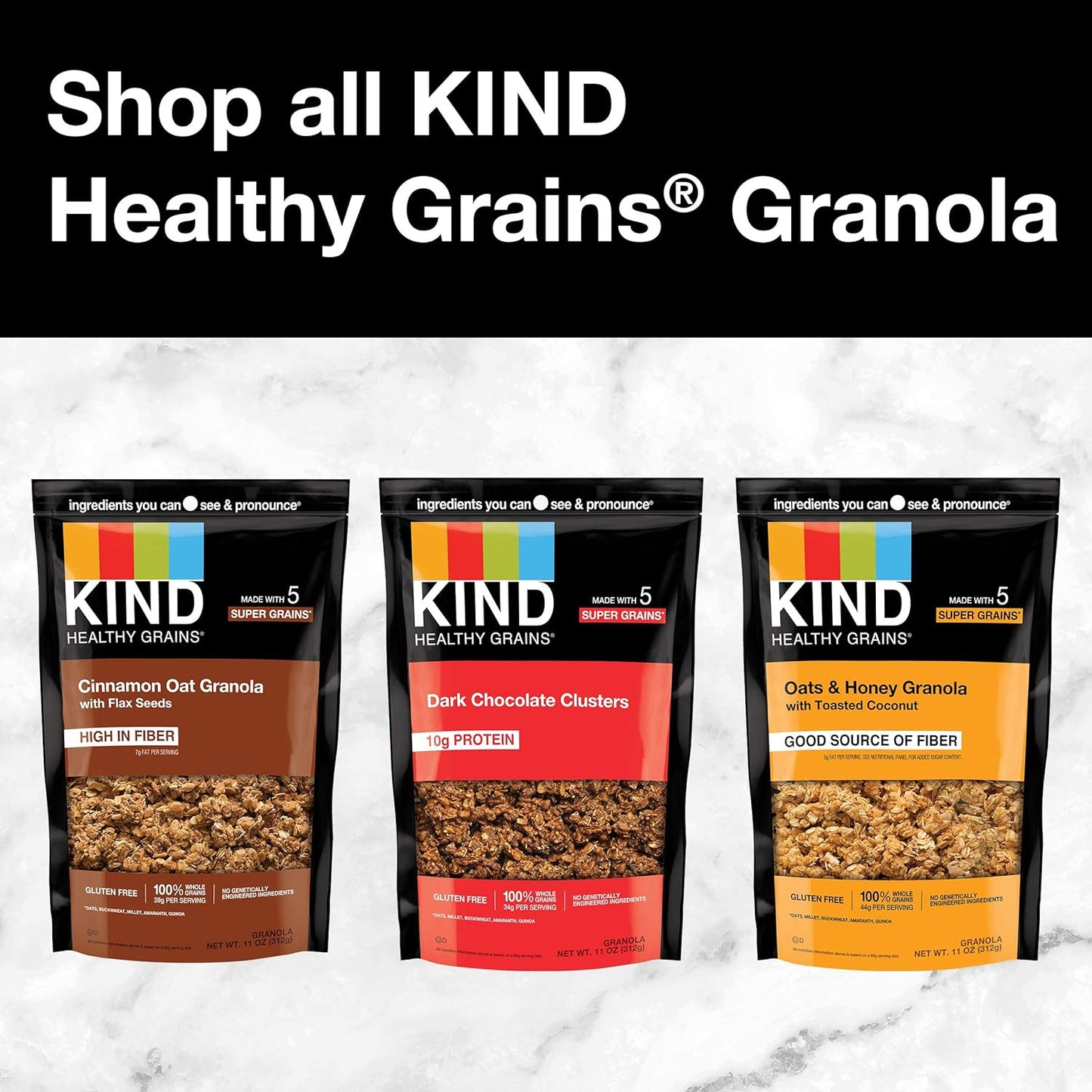 KIND Healthy Grains Dark Chocolate Granola – Non GMO Self Care Snack for Late Night Cravings Without the Sugar Crash