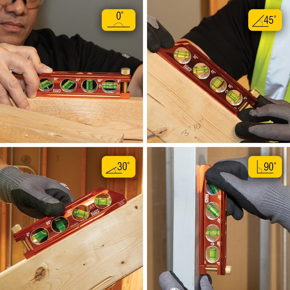 Klein Tools 935AB4V Pocket Level – 0/30/45/90 Reference Tool for HVAC Techs Setting Refrigerant Line Slopes