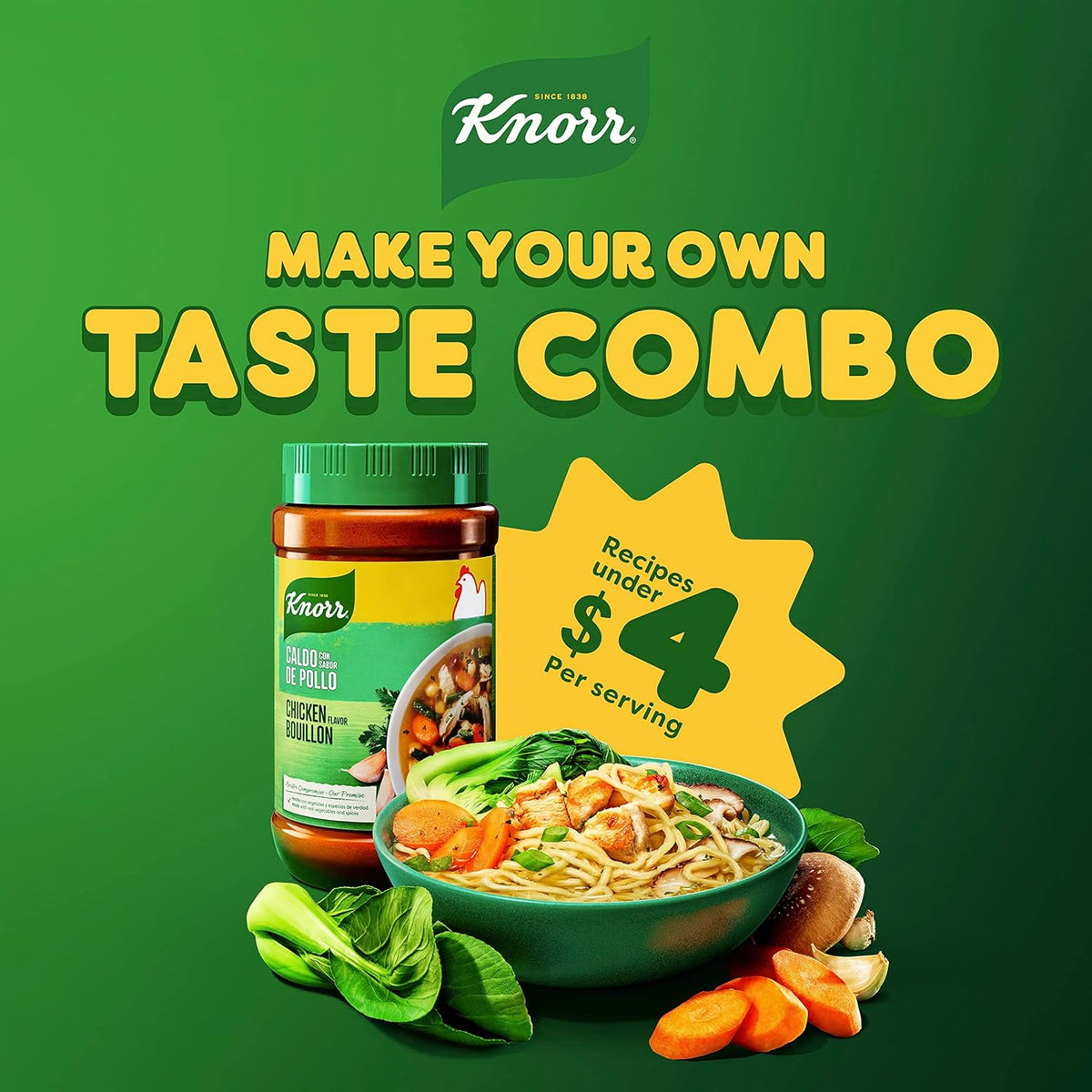 Knorr Chicken Bouillon Granulated – Mild, Wholesome Flavoring for Family Dinner Favorites, 32 oz