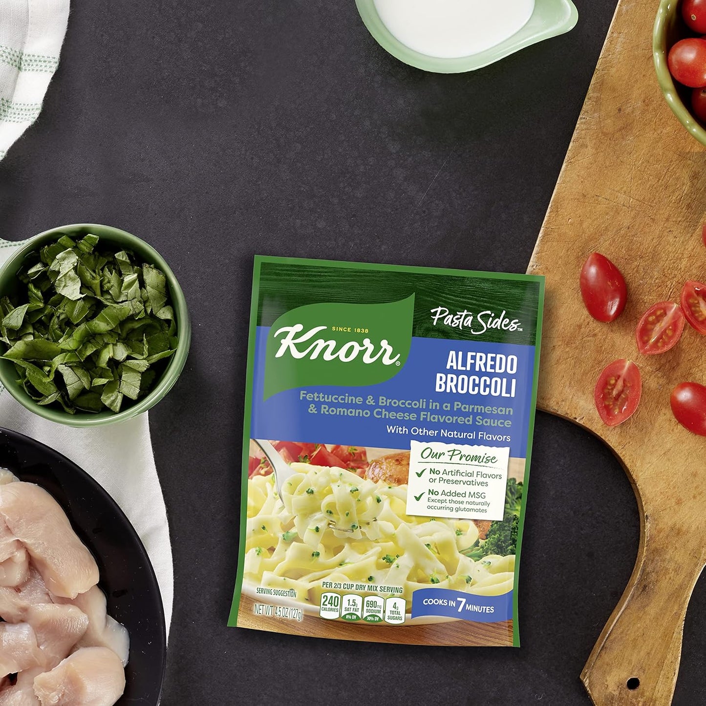 Knorr Pasta Sides Alfredo Broccoli – Fast Lunchbox Add-On for Remote Workers and Students, 8 Pouches