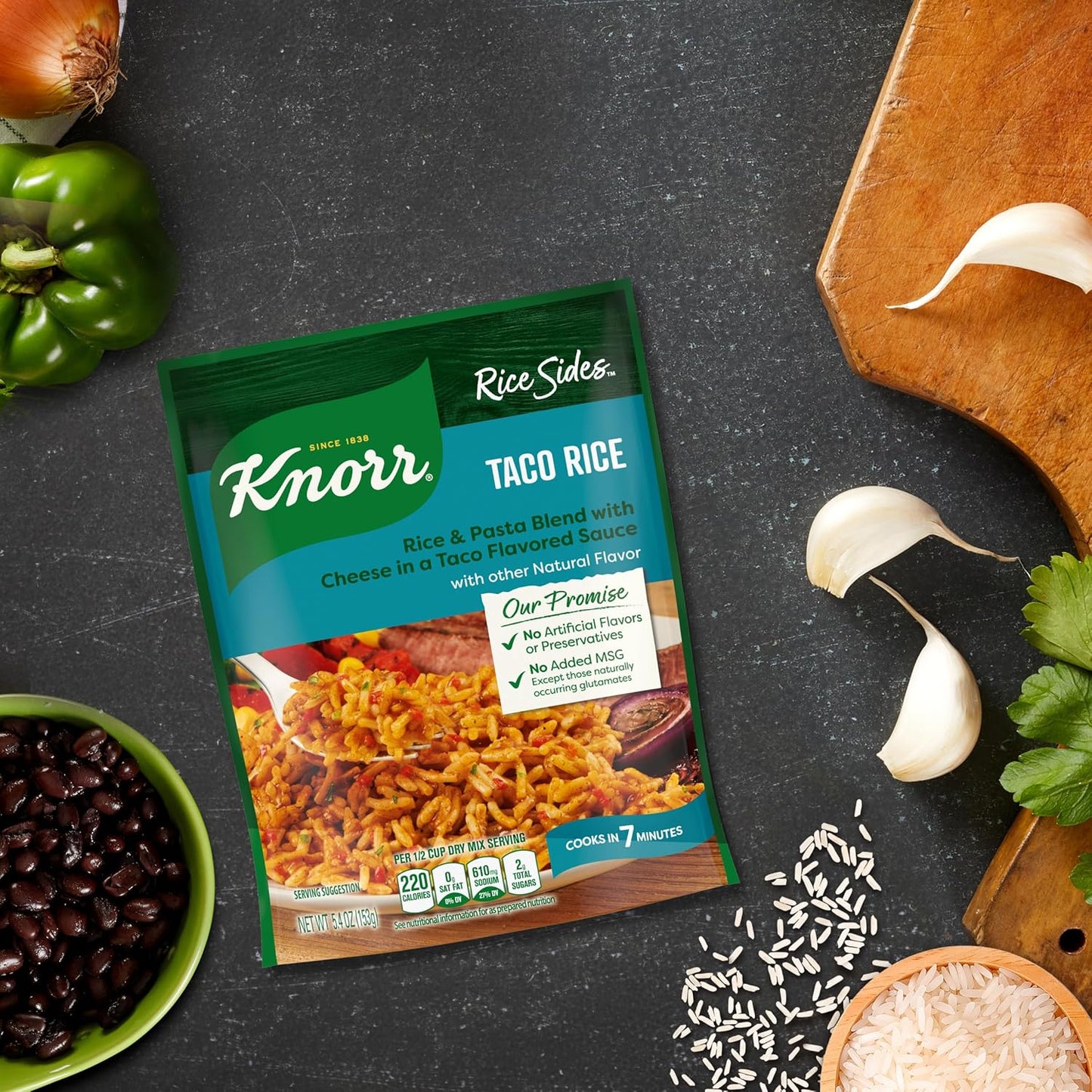 Knorr Rice Sides Taco Rice Portable Pantry Pack for Road Trip Dinners, 5.4 oz