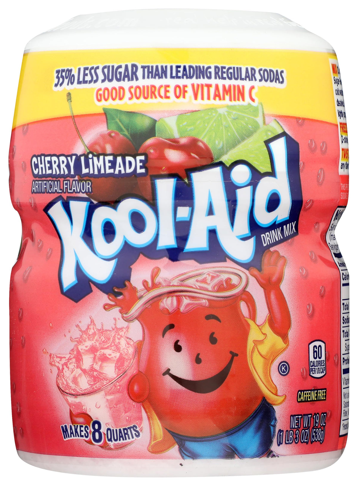 Kool-Aid Sweetened Cherry Limeade Powdered Drink Mix, Caffeine Free, 19 oz Jar