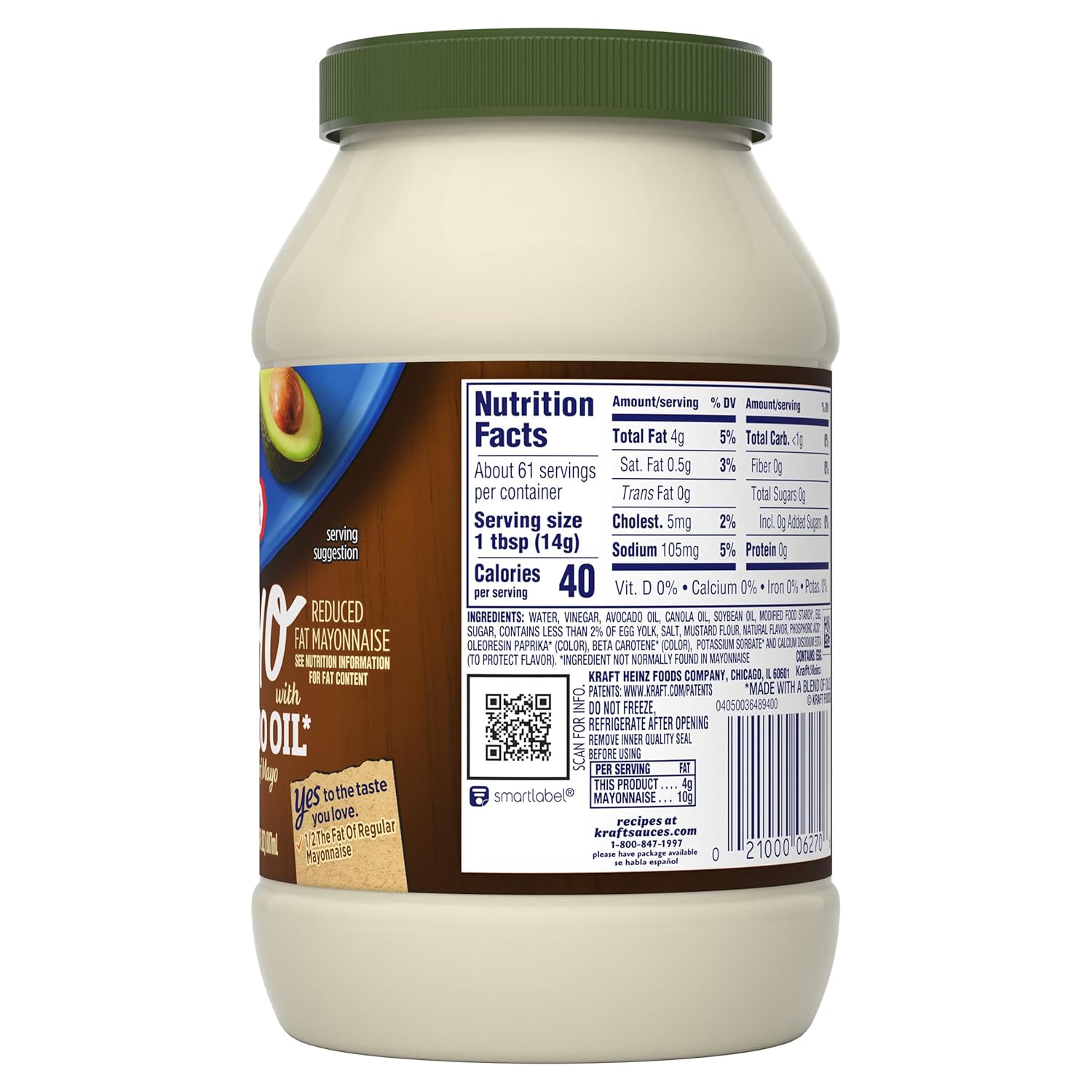 Kraft Avocado Oil Reduced Fat Mayo – Omega-3 Rich Condiment for Clean-Label Pantry and Macro-Friendly Meals