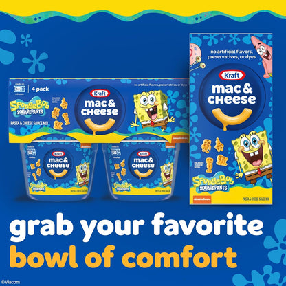 Kraft Character Mac & Cheese Single-Serve Cups for Kids Lunchbox Quick 3.5 Minute Microwave Meal 4 Pack
