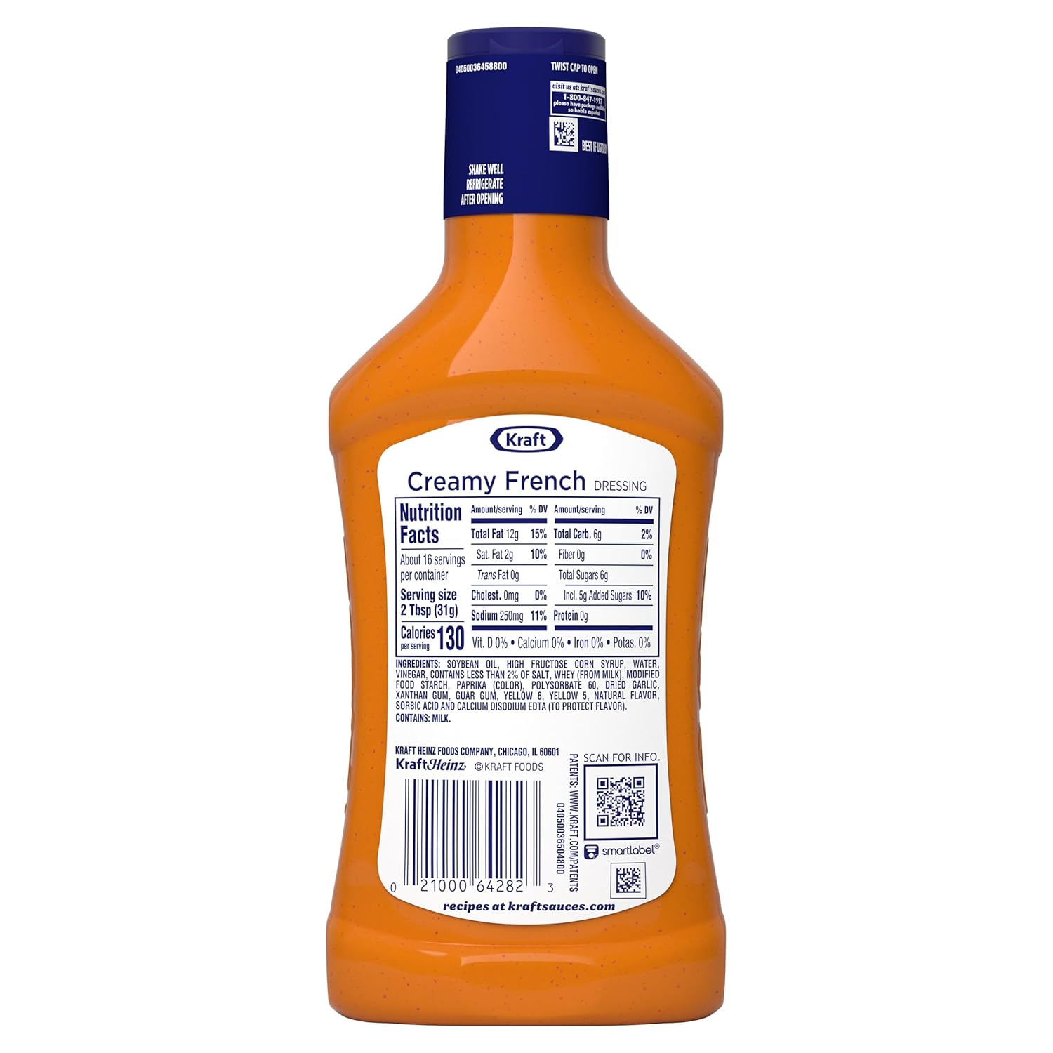 Kraft Creamy French Dressing – Reclosable Bottle for Busy Family Kitchens, 16 fl oz