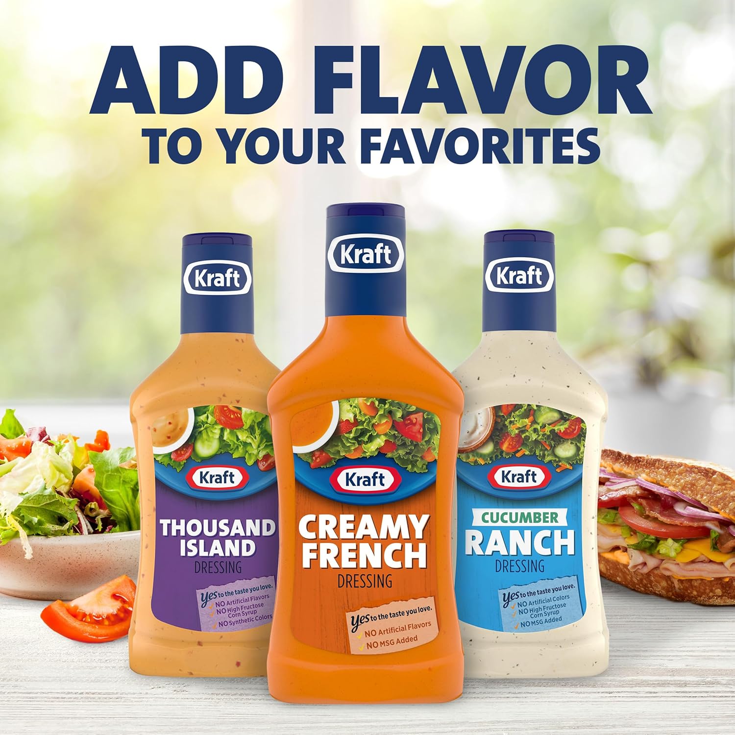 Kraft Creamy French Dressing – Reclosable Bottle for Busy Family Kitchens, 16 fl oz
