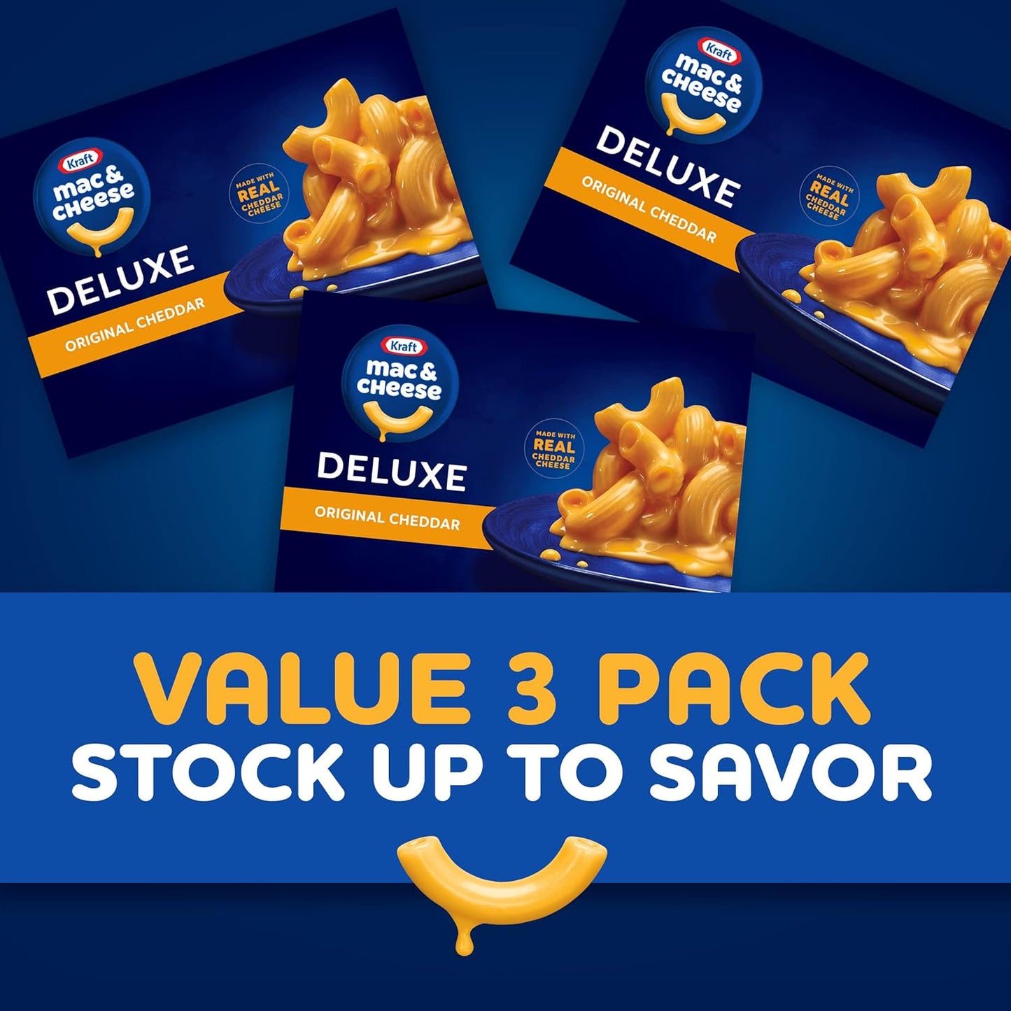 Kraft Deluxe Mac & Cheese Dinner – Safe Kid-Approved Pantry Staple for Family Meals, 3 Pack
