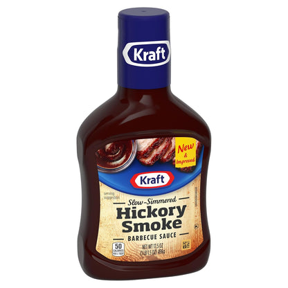 Kraft Hickory Smoke Slow-Simmered Barbecue Sauce, 17.5 oz Bottle – Picnic Table Favorite for Open-Air BBQ and Backyard Dinners
