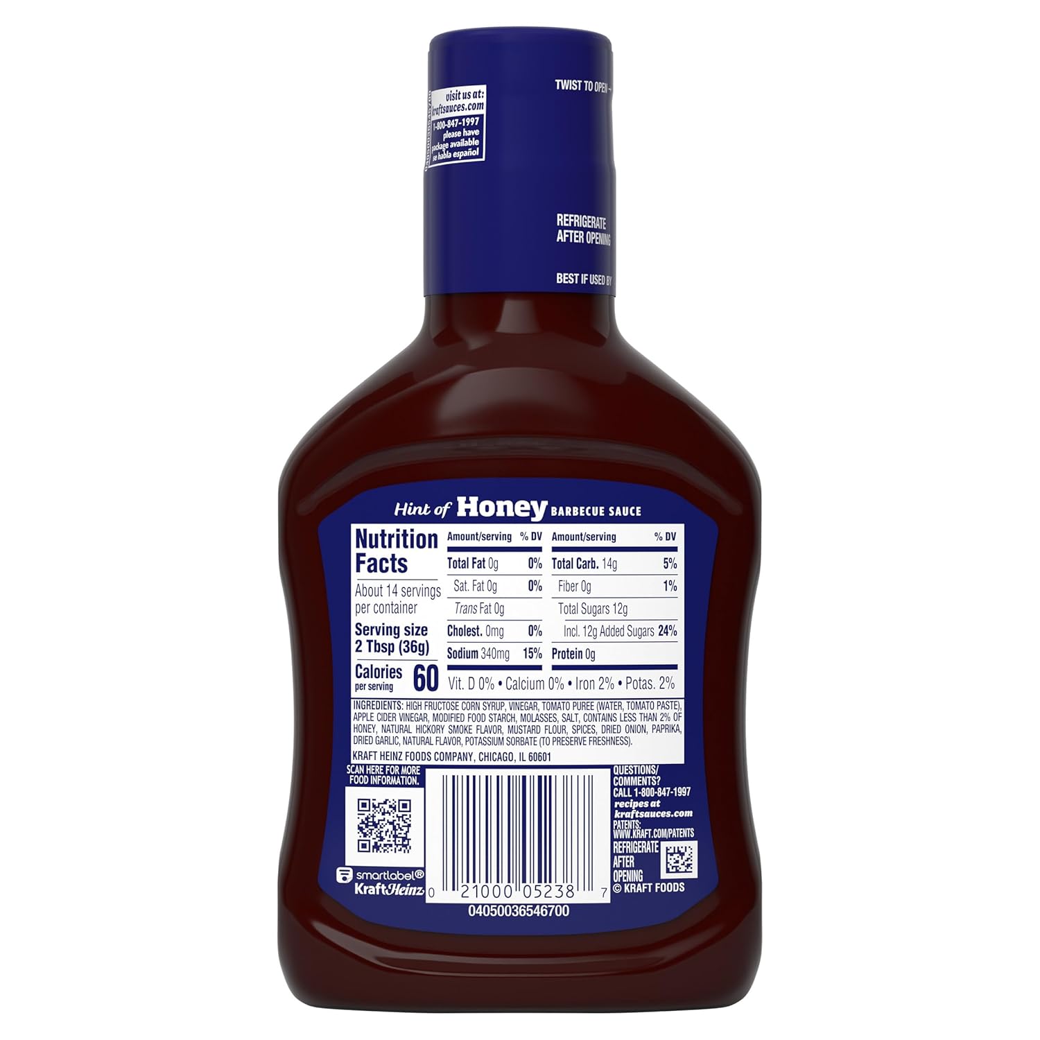 Kraft Honey BBQ Sauce 18 oz – Outdoor Cookout Glaze for Brisket, Chicken Thighs and Ham on the Grill