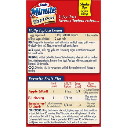 Kraft Minute Tapioca – Light Cream Pie Filling for Health-Conscious Dessert Nights, 8 oz Box