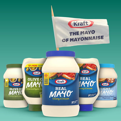Kraft Real Mayo Creamy & Smooth Mayonnaise for Mindful Snacking and Lighter-Taste Keto Sandwiches, 30 fl oz Jar