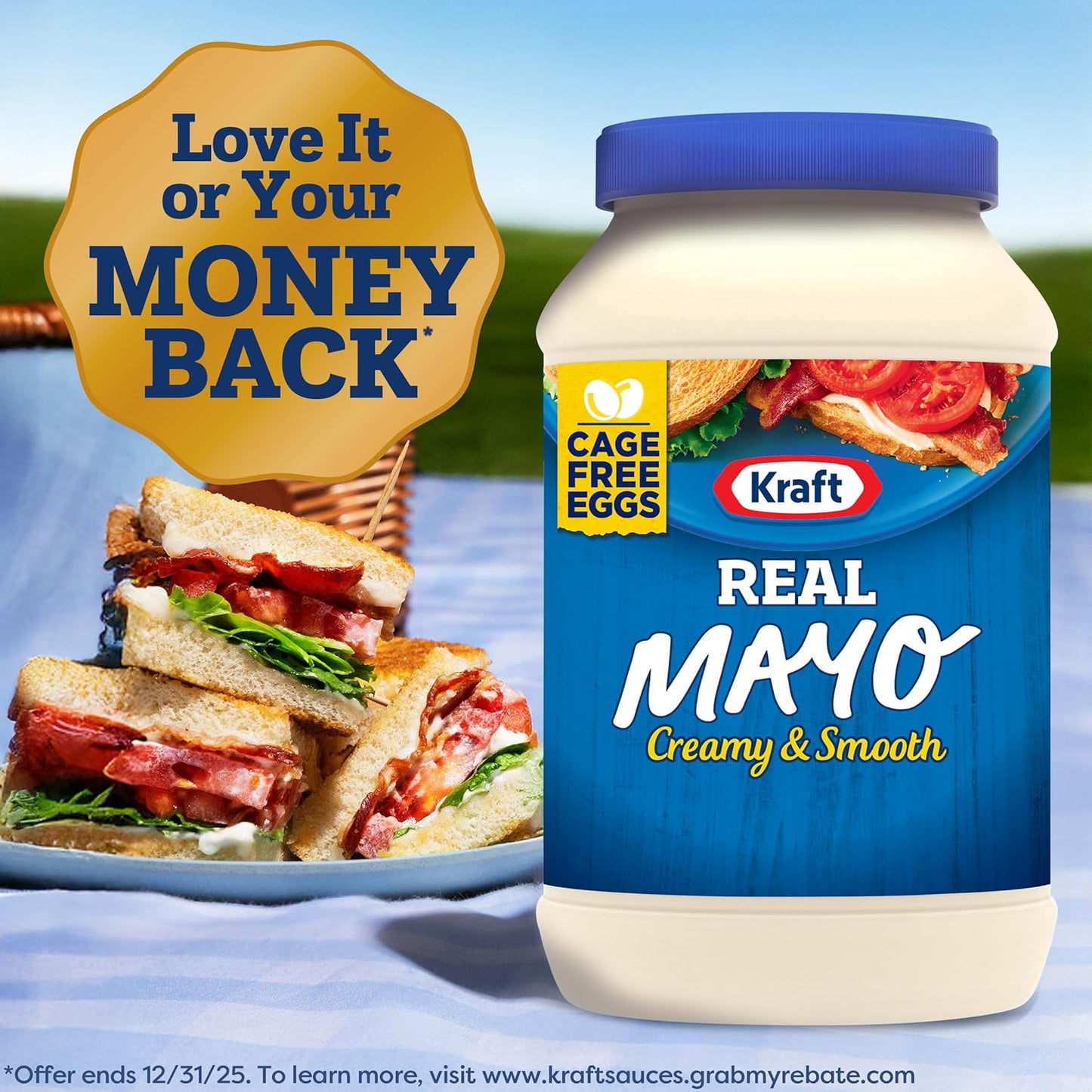 Kraft Real Mayo Creamy & Smooth Mayonnaise for Mindful Snacking and Lighter-Taste Keto Sandwiches, 30 fl oz Jar