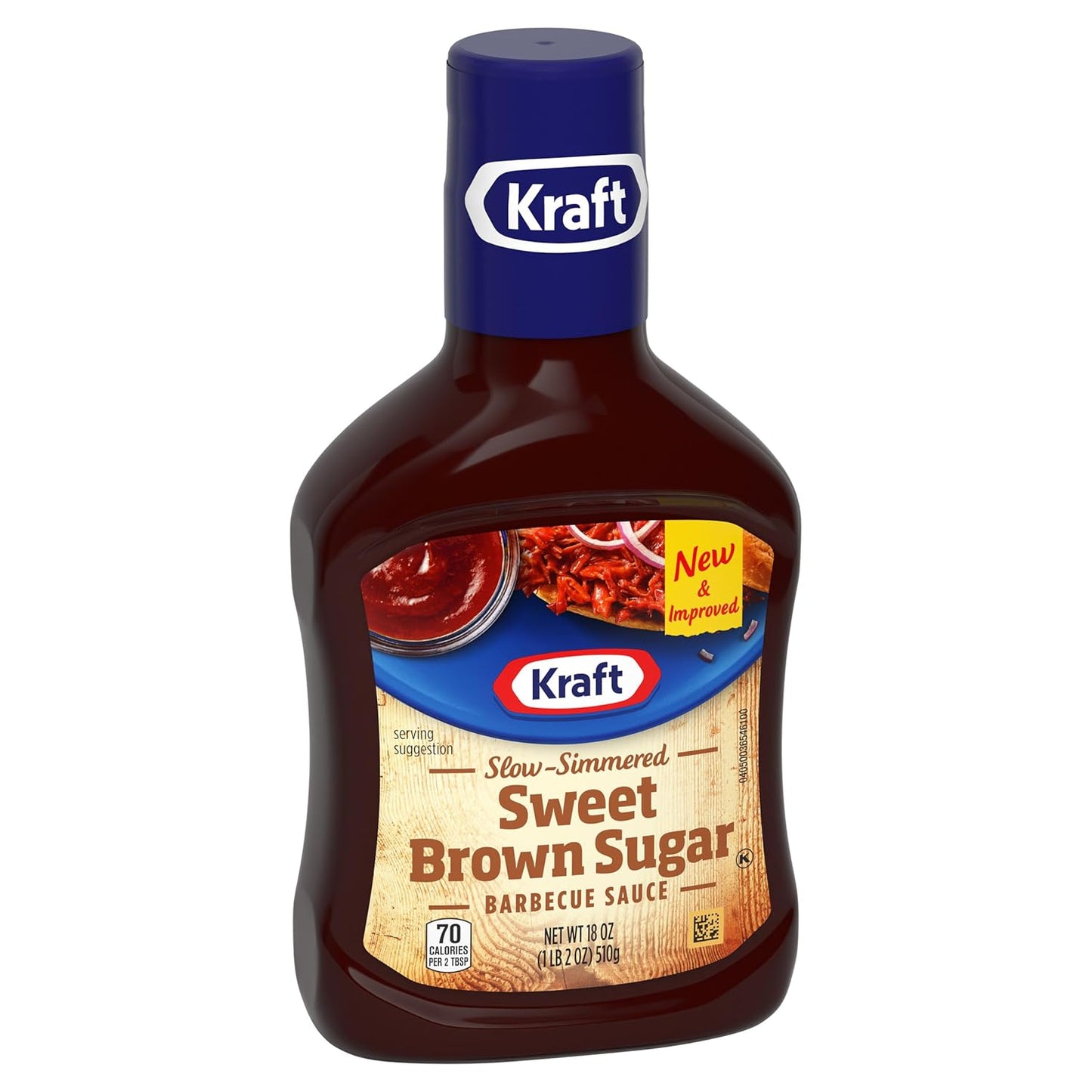 Kraft Sweet Brown Sugar Slow-Simmered Barbecue Sauce, 18 oz Squeeze Bottle for Outdoor Cookouts and Cookouts on the Go