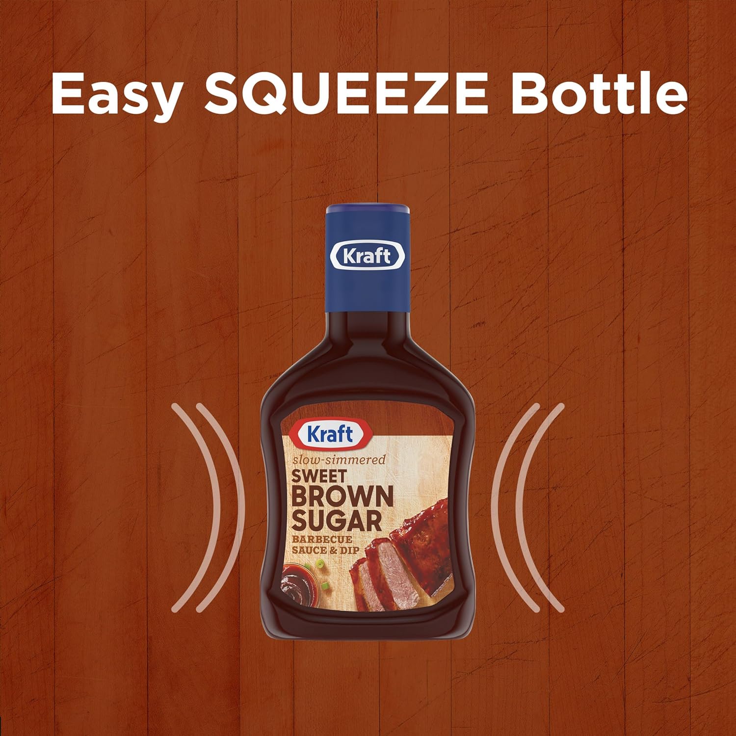 Kraft Sweet Brown Sugar Slow-Simmered Barbecue Sauce, 18 oz Squeeze Bottle for Outdoor Cookouts and Cookouts on the Go