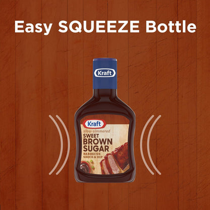 Kraft Sweet Brown Sugar Slow-Simmered Barbecue Sauce, 18 oz Squeeze Bottle for Outdoor Cookouts and Cookouts on the Go