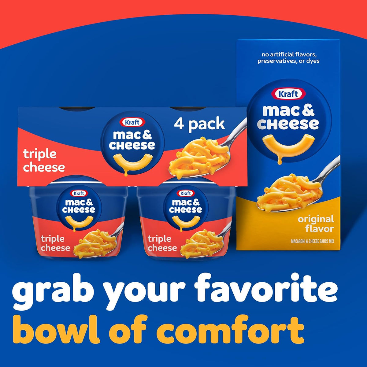 Kraft Triple Cheese Mac & Cheese Family Pack – Weekday Dinner Side Kids Love, Microwave in 3.5 Minutes