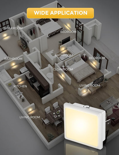 L LOHAS Plug-in Night Light – Clean White Square Form, Less is More Corridor Lighting