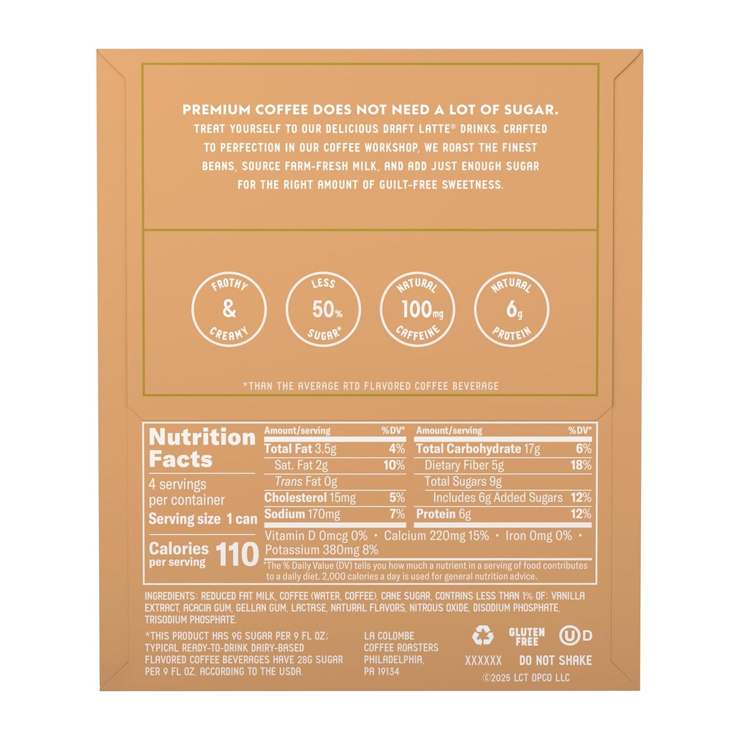 La Colombe Vanilla Draft Latte - Crafted Triple Origin Vanilla Bean Cold Brew, 11oz Single Can for Elevated Tasting