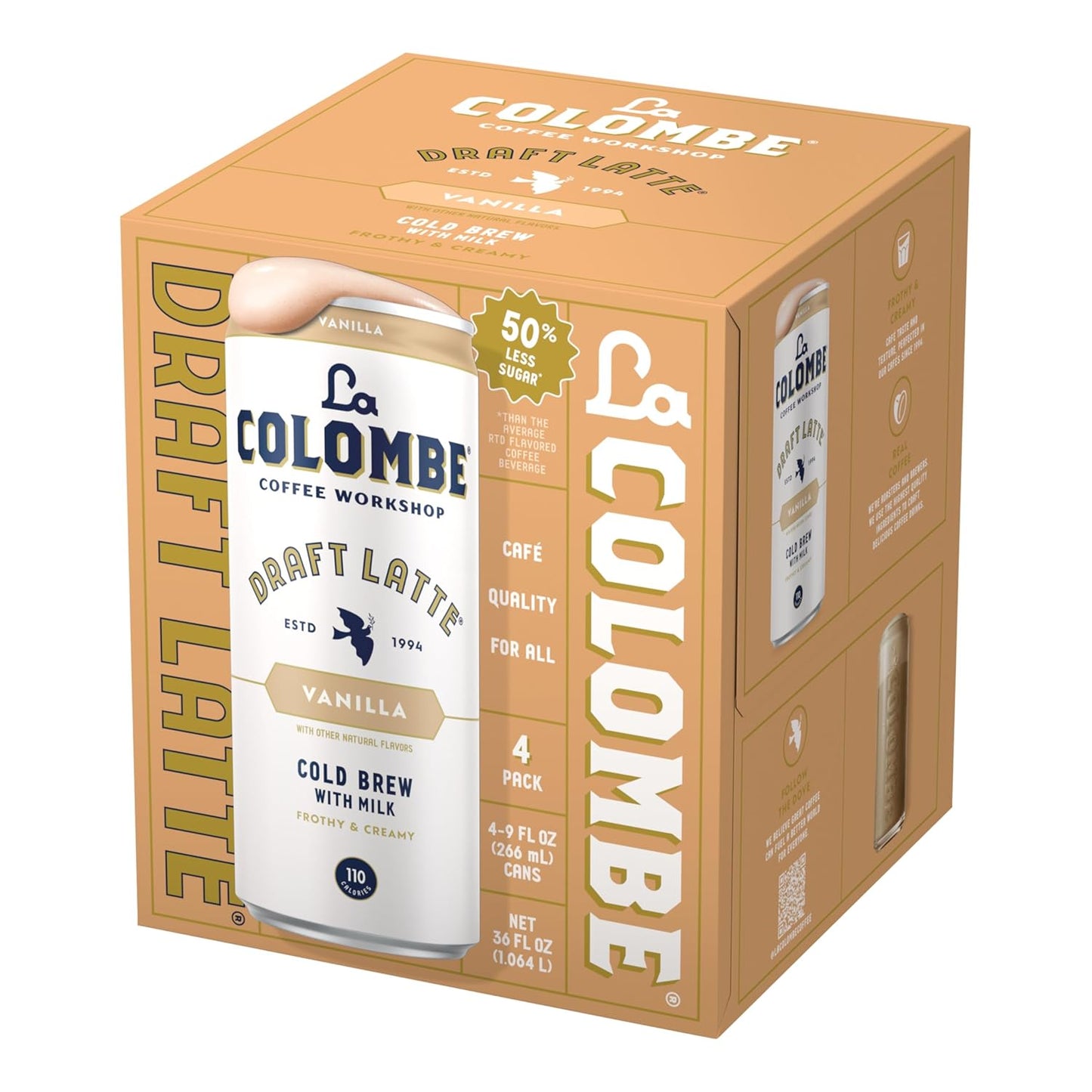 La Colombe Vanilla Draft Latte - Crafted Triple Origin Vanilla Bean Cold Brew, 11oz Single Can for Elevated Tasting